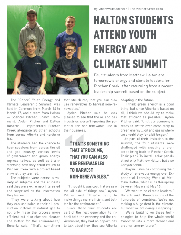 Halton students attend youth energy and climate summit